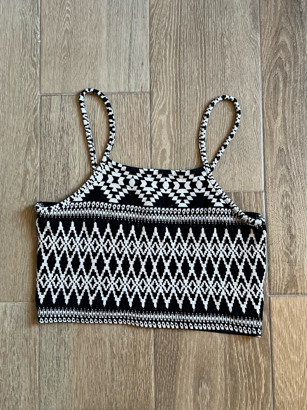 Topshop Black and White Geometric Tank Top